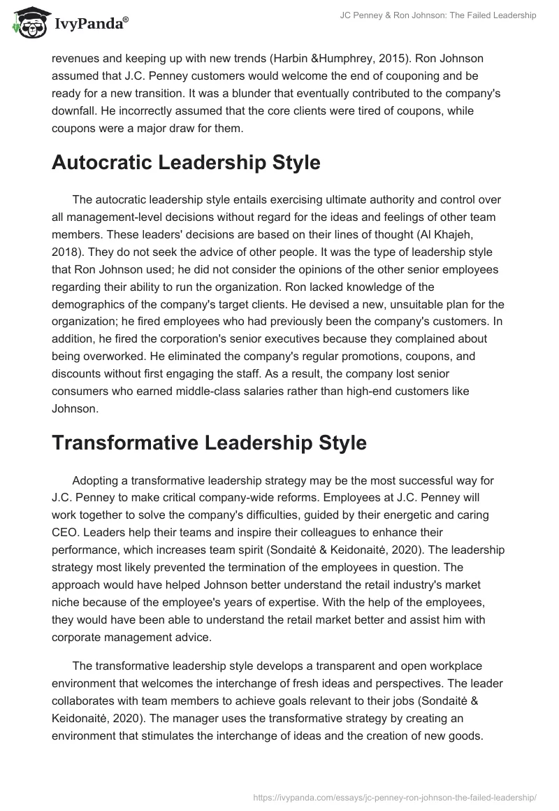 JC Penney & Ron Johnson: The Failed Leadership. Page 2
