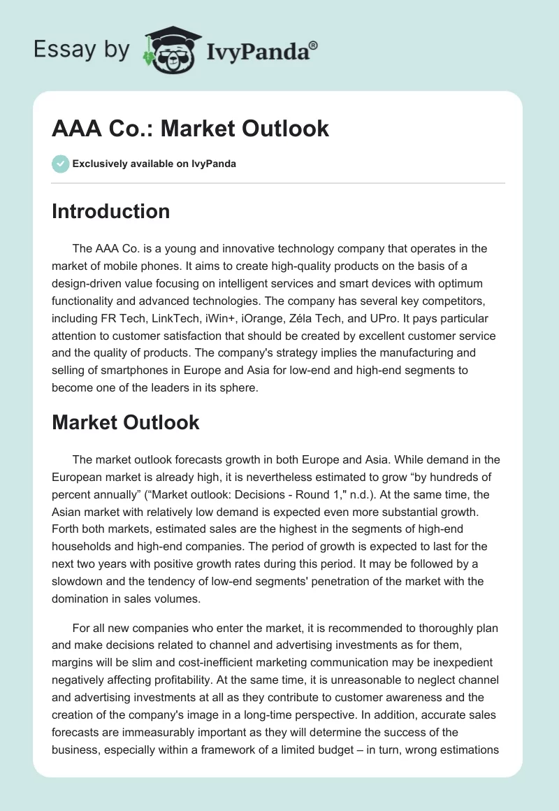 AAA Co.: Market Outlook. Page 1