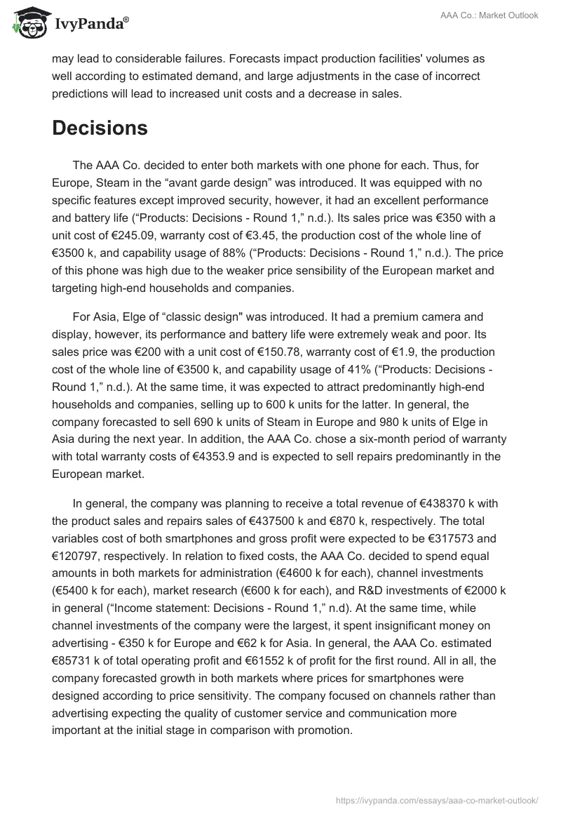 AAA Co.: Market Outlook. Page 2
