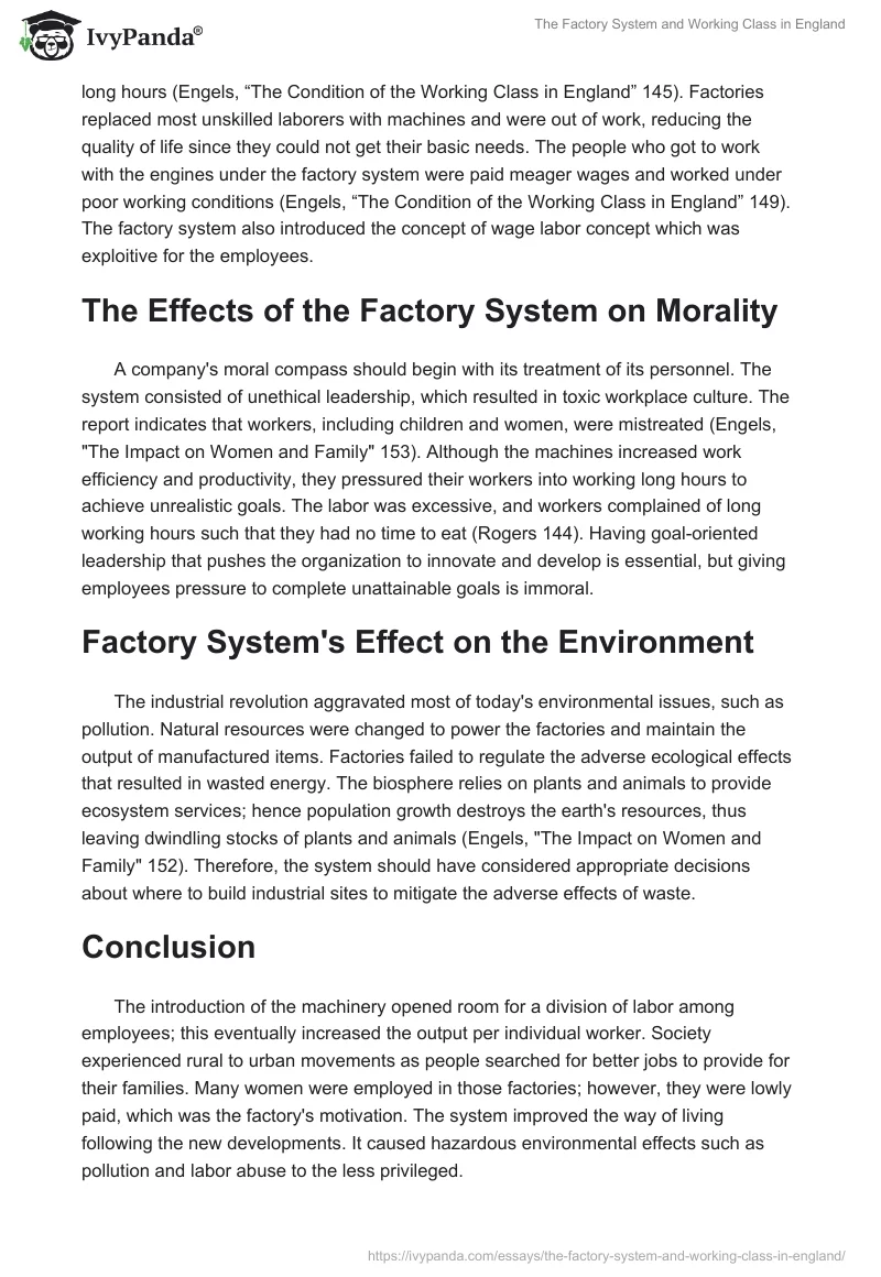 The Factory System and Working Class in England. Page 2
