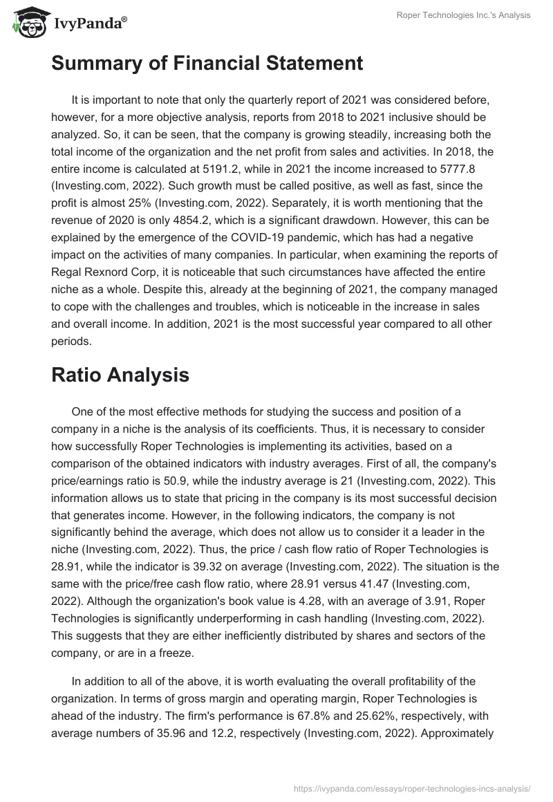 Roper Technologies Inc.'s Analysis. Page 3