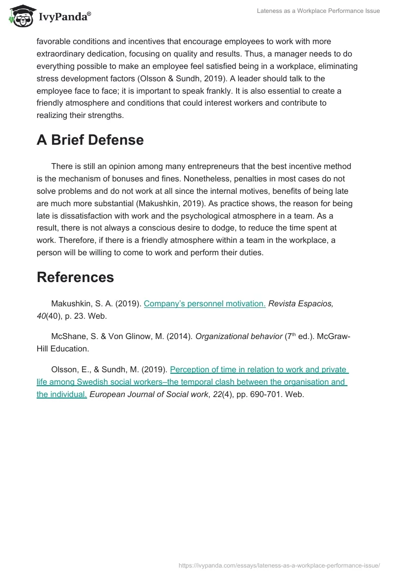 Lateness as a Workplace Performance Issue. Page 2