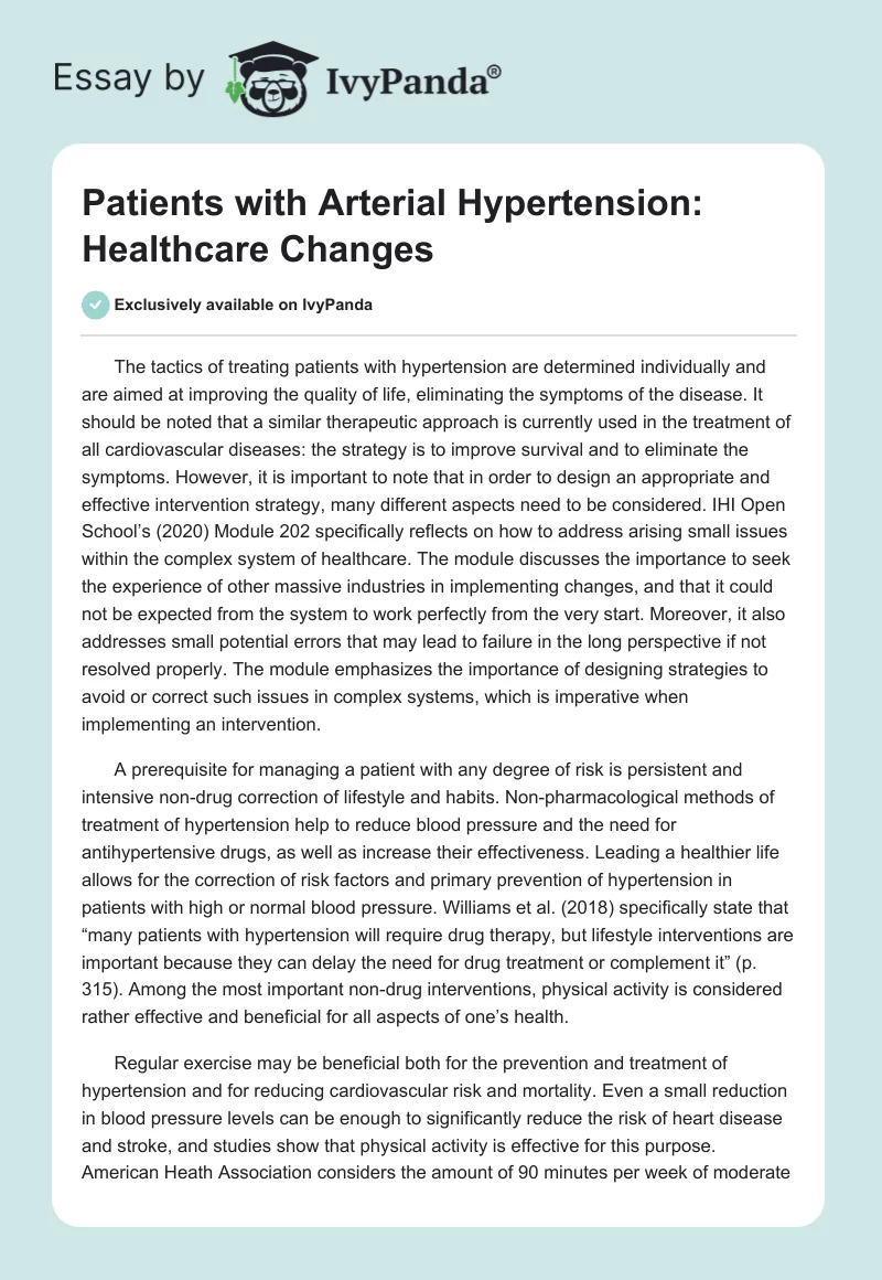 Patients with Arterial Hypertension: Healthcare Changes. Page 1