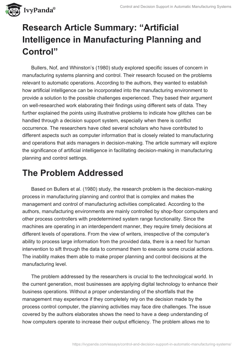 Automatic Systems and Artificial Intelligence in Manufacturing. Page 4