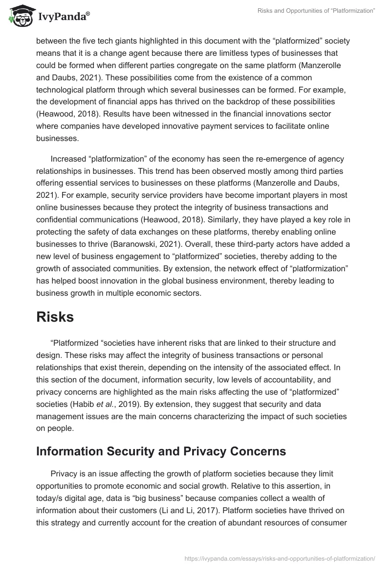 Risks and Opportunities of “Platformization”. Page 3