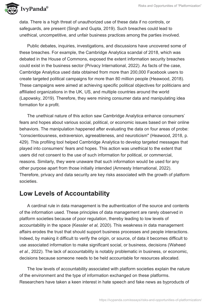Risks and Opportunities of “Platformization”. Page 4