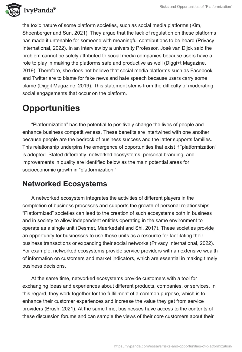Risks and Opportunities of “Platformization”. Page 5