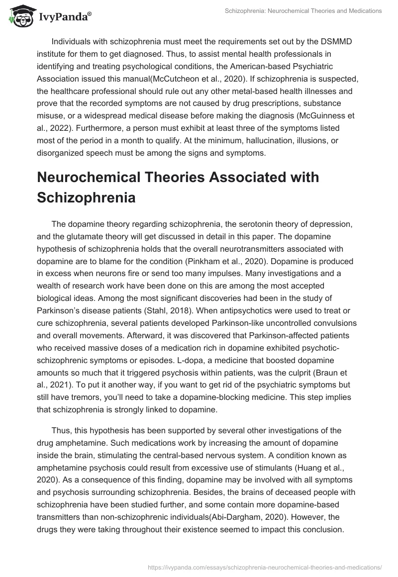 Schizophrenia: Neurochemical Theories and Medications. Page 2
