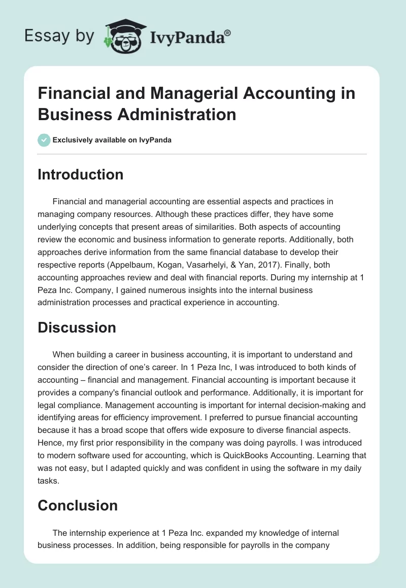 Financial and Managerial Accounting in Business Administration. Page 1