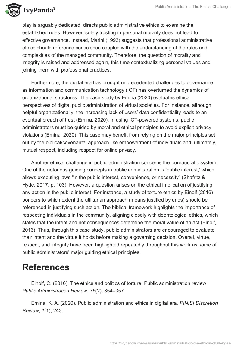 Public Administration: The Ethical Challenges. Page 2