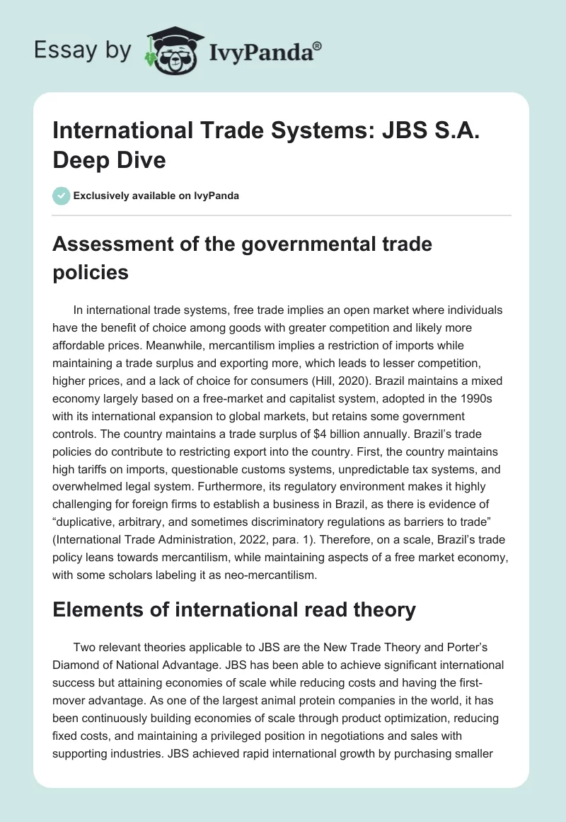 International Trade Systems: JBS S.A. Deep Dive. Page 1