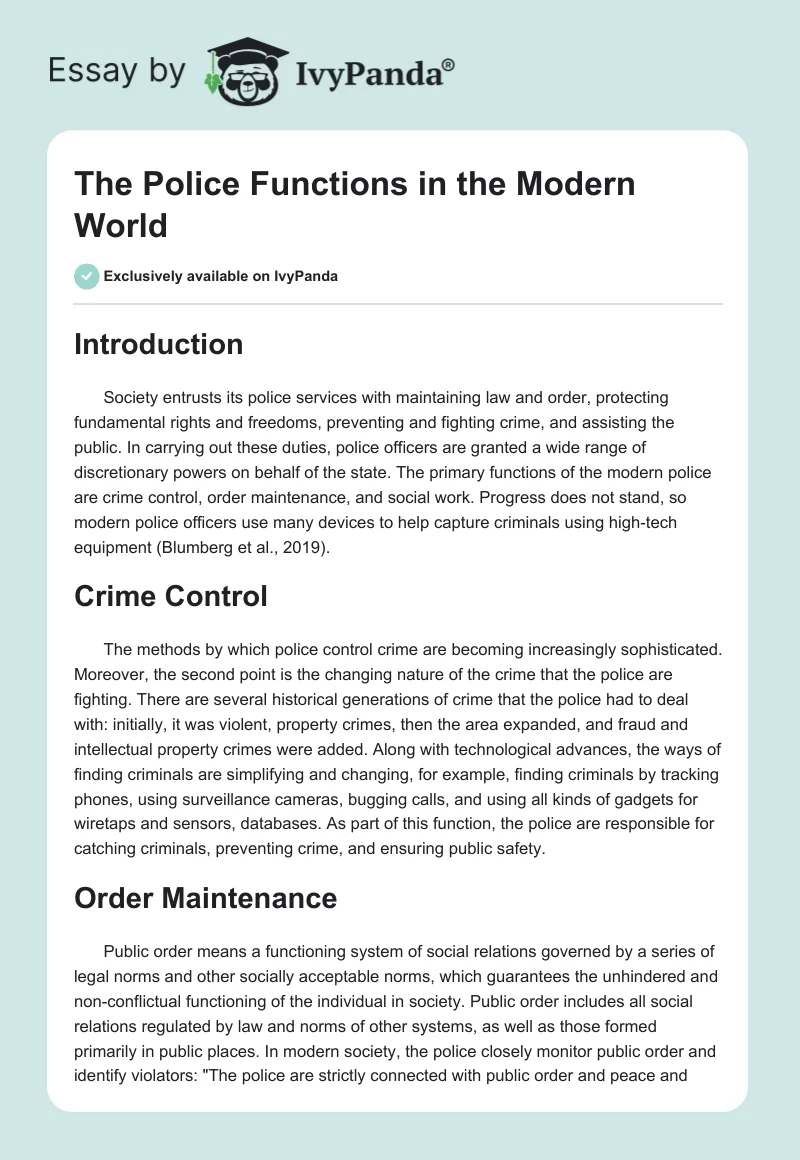 The Police Functions in the Modern World. Page 1