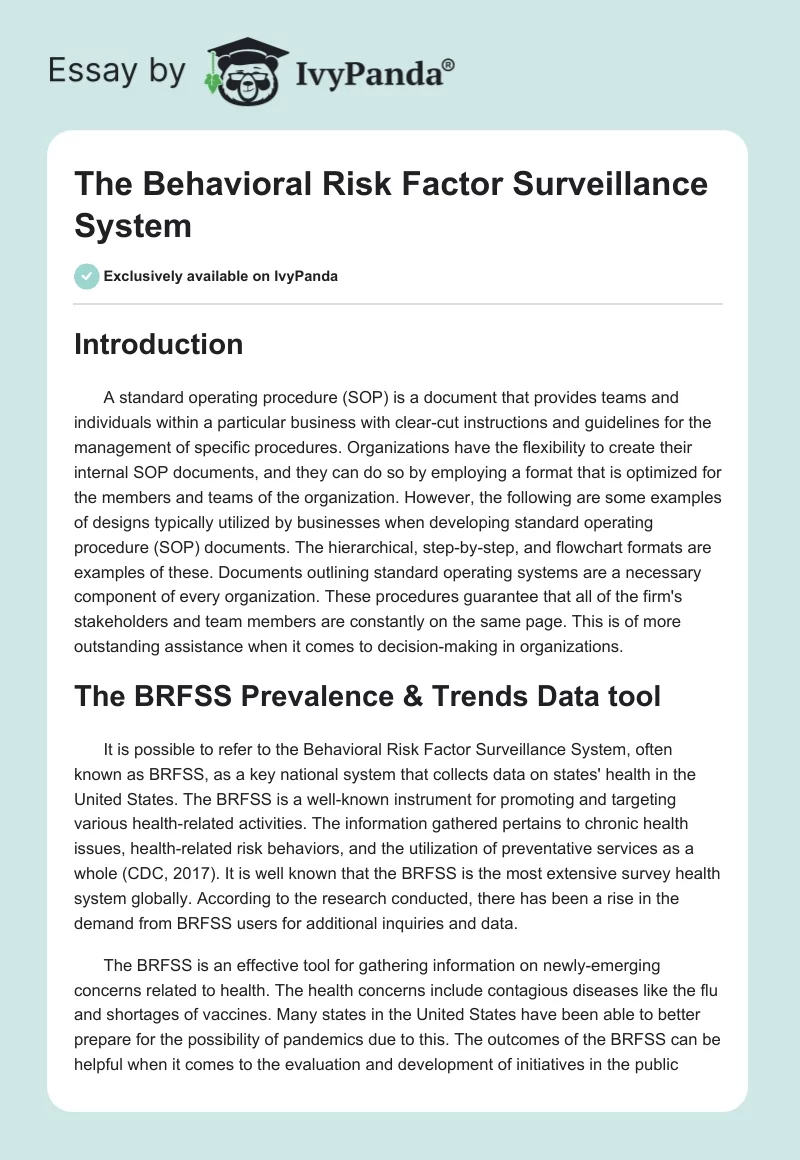 The Behavioral Risk Factor Surveillance System. Page 1