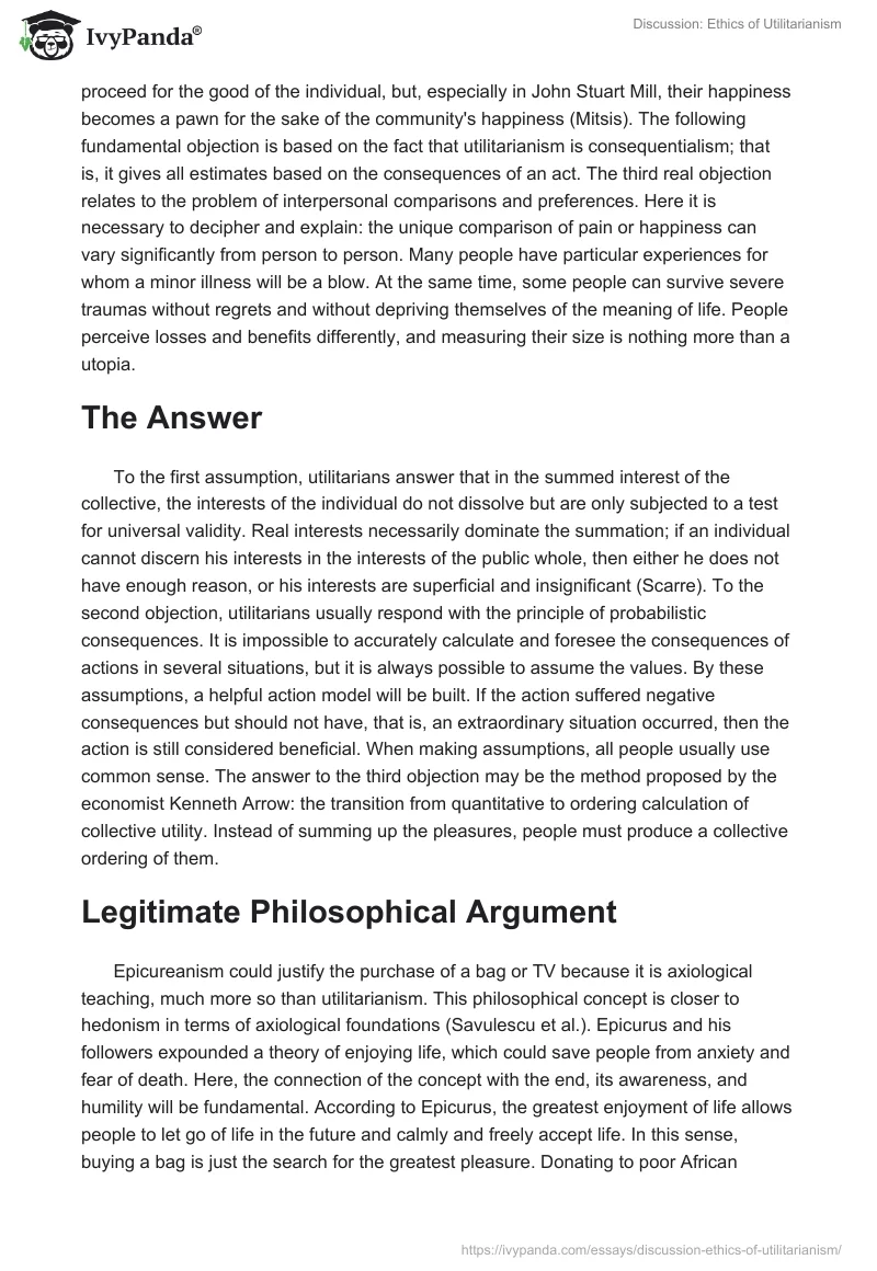 Discussion: Ethics of Utilitarianism. Page 2