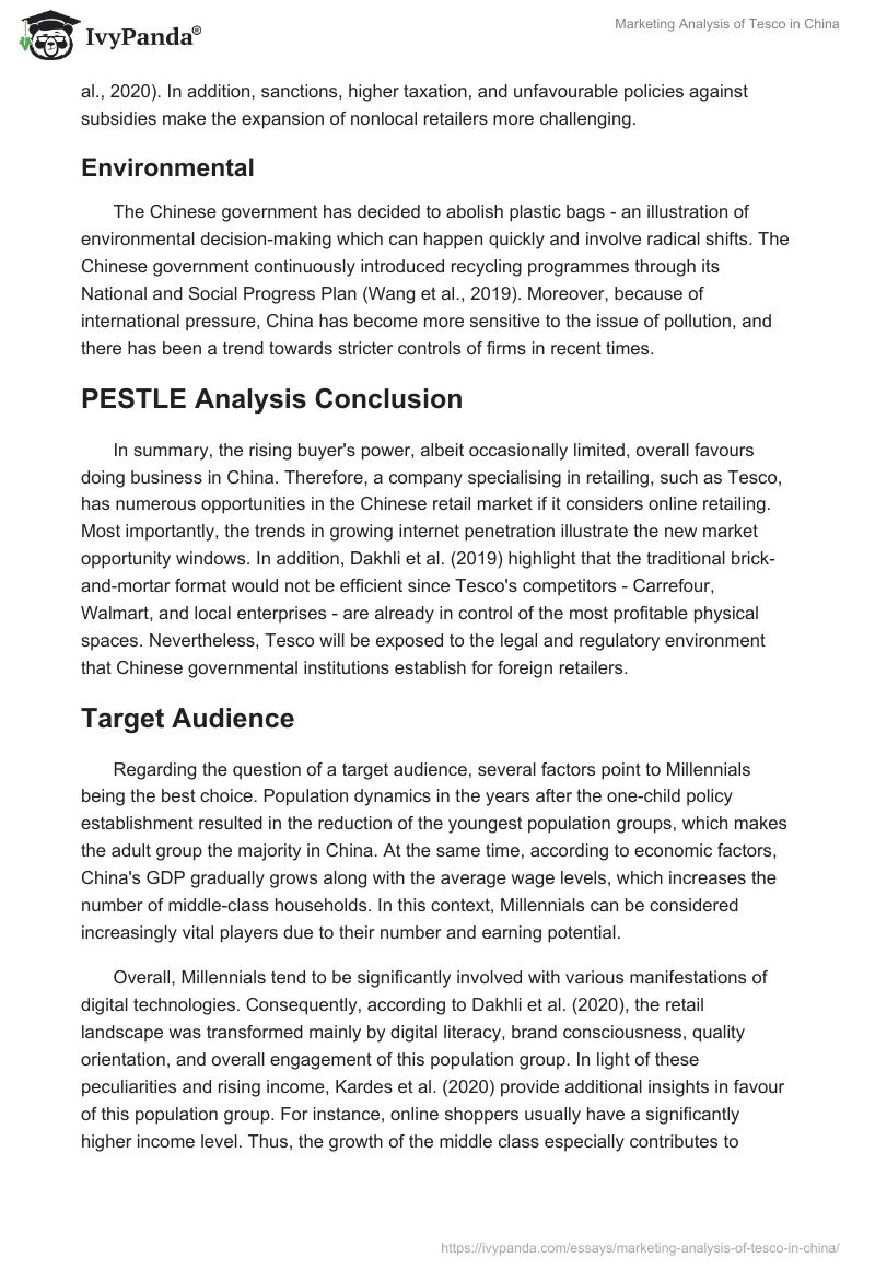 Marketing Analysis of Tesco in China. Page 3