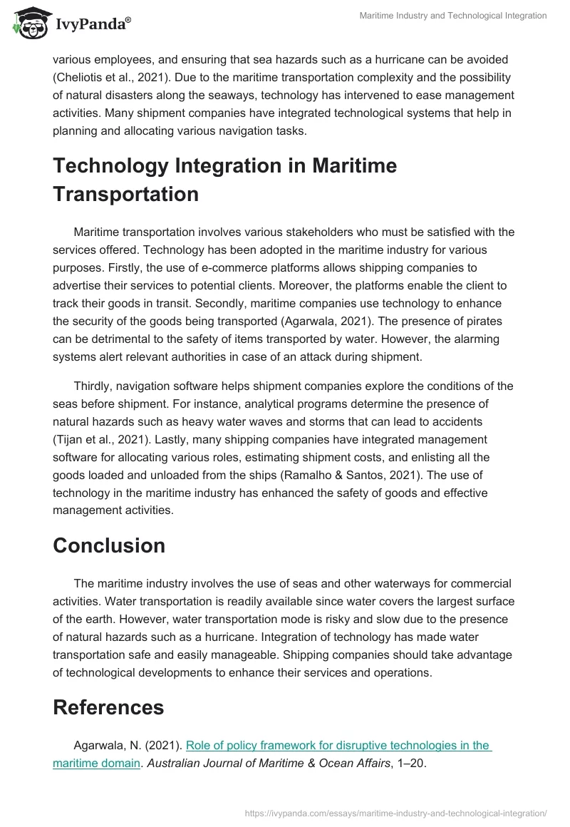Maritime Industry and Technological Integration. Page 2