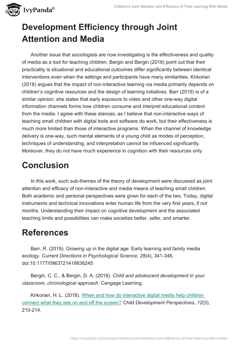Children’s Joint Attention and Efficiency of Their Learning With Media. Page 2