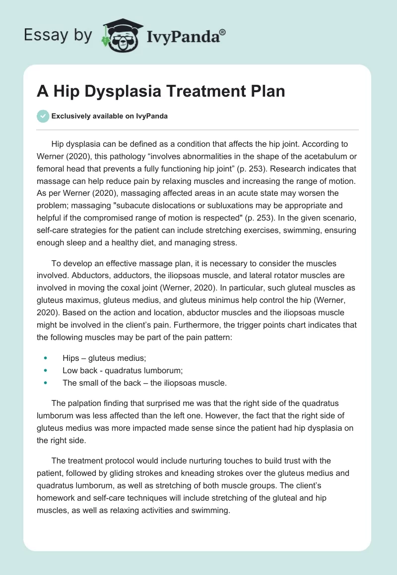 A Hip Dysplasia Treatment Plan. Page 1