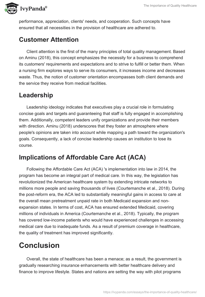 The Importance of Quality Healthcare. Page 2