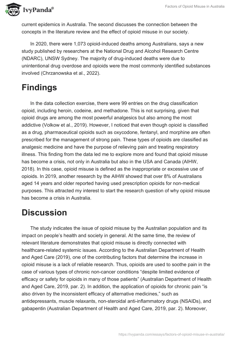 Factors of Opioid Misuse in Australia. Page 2