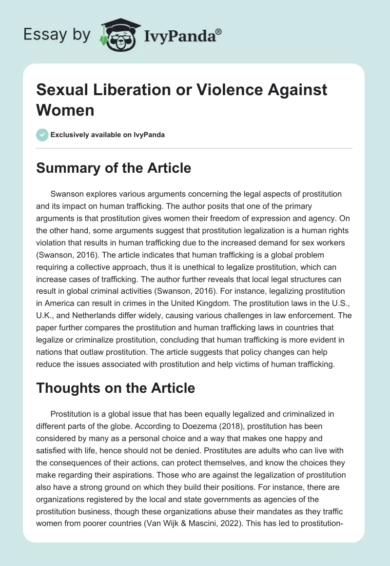 Sexual Liberation or Violence Against Women. Page 1