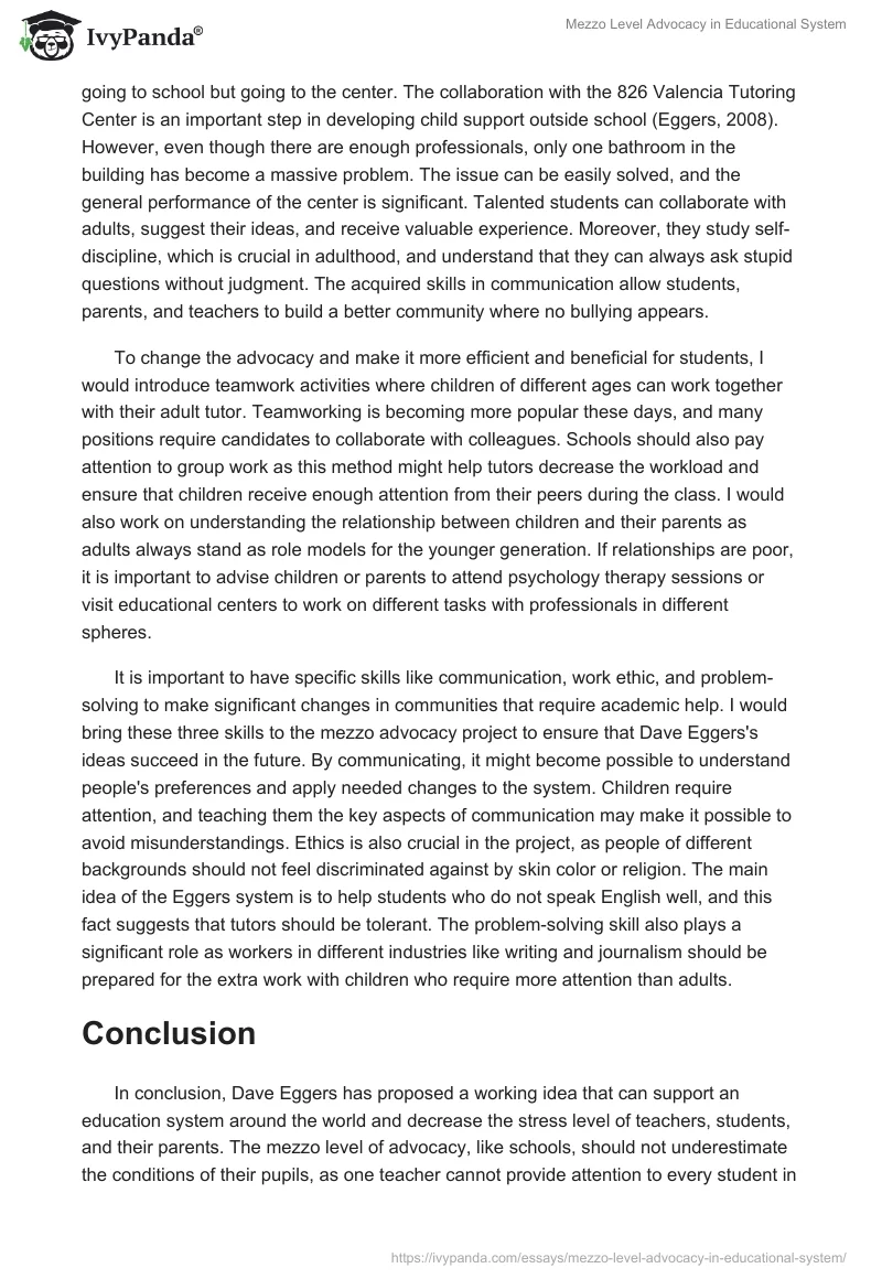 Mezzo Level Advocacy in Educational System. Page 2