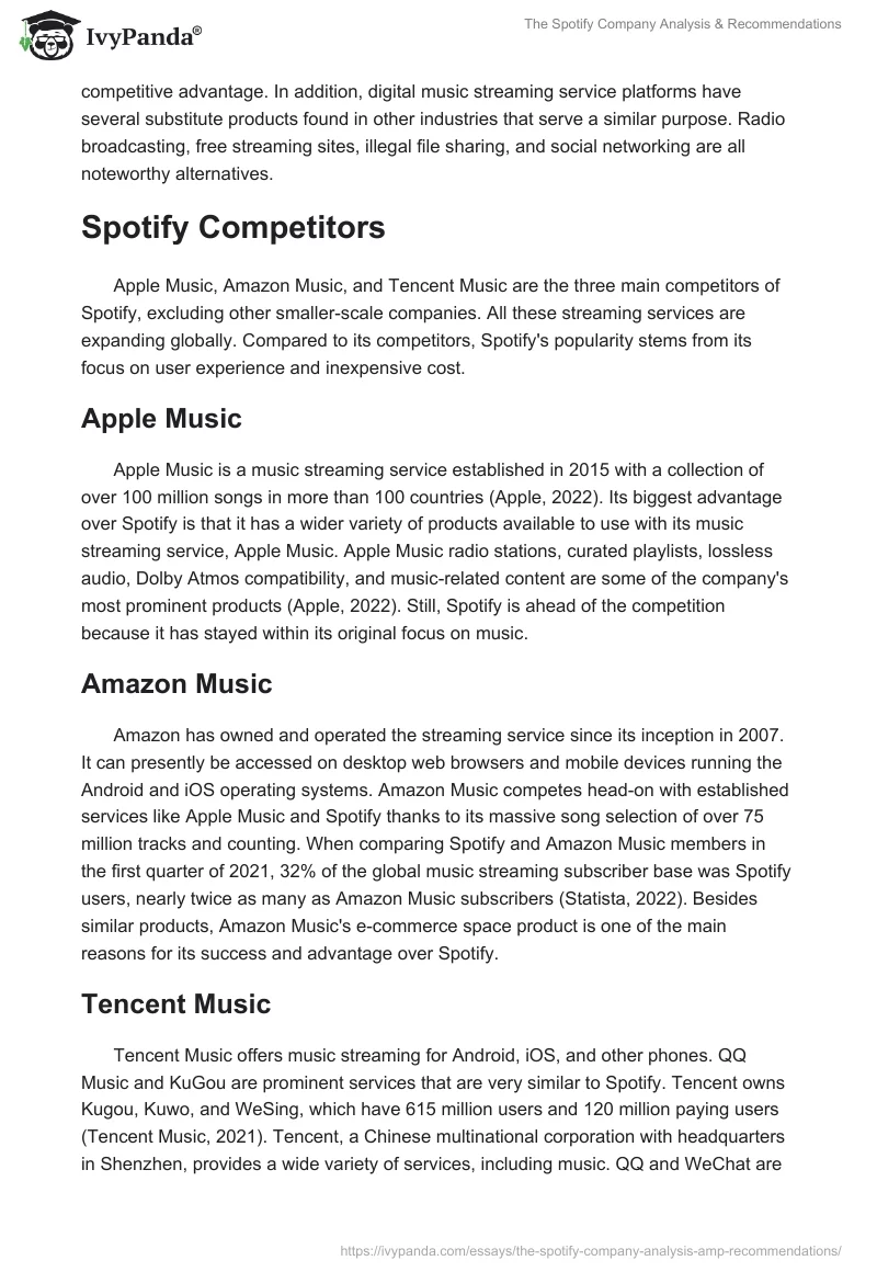 The Spotify Company Analysis & Recommendations. Page 3
