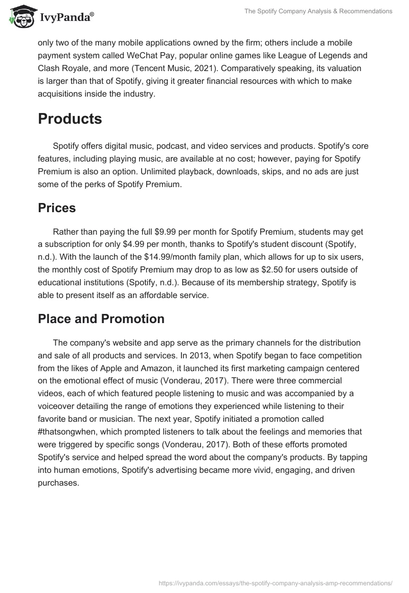 The Spotify Company Analysis & Recommendations. Page 4
