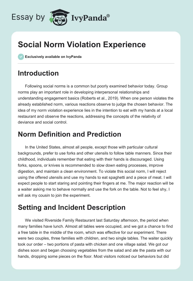Social Norm Violation Experience. Page 1