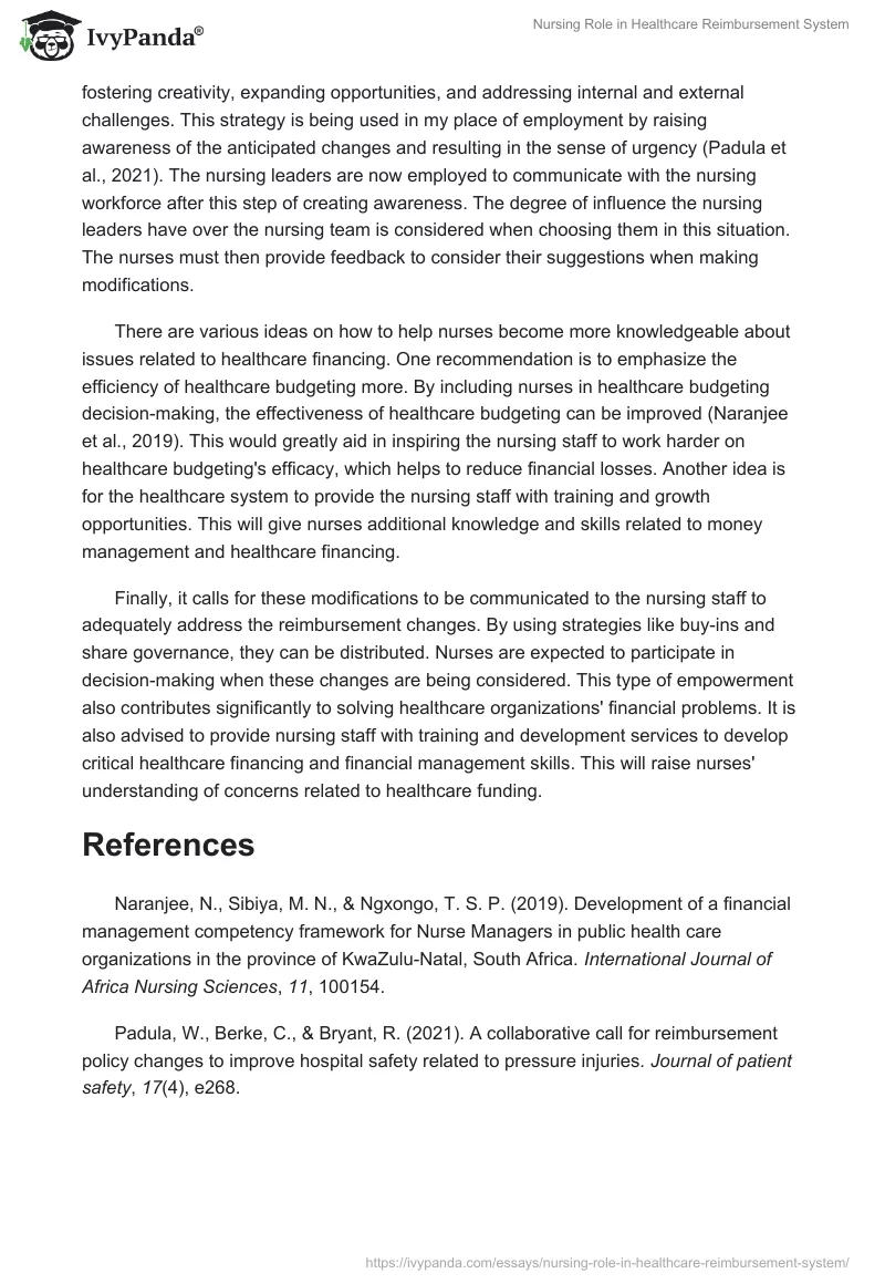 Nursing Role in Healthcare Reimbursement System. Page 2