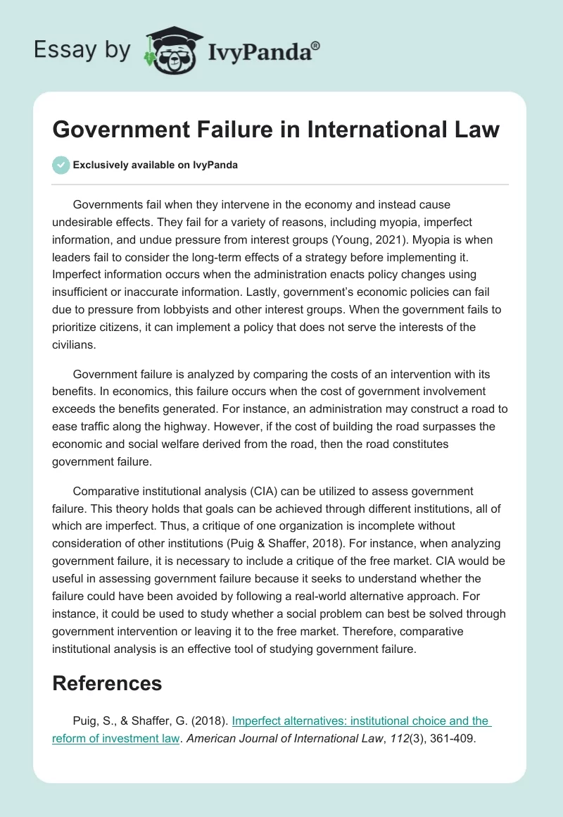 Government Failure in International Law. Page 1