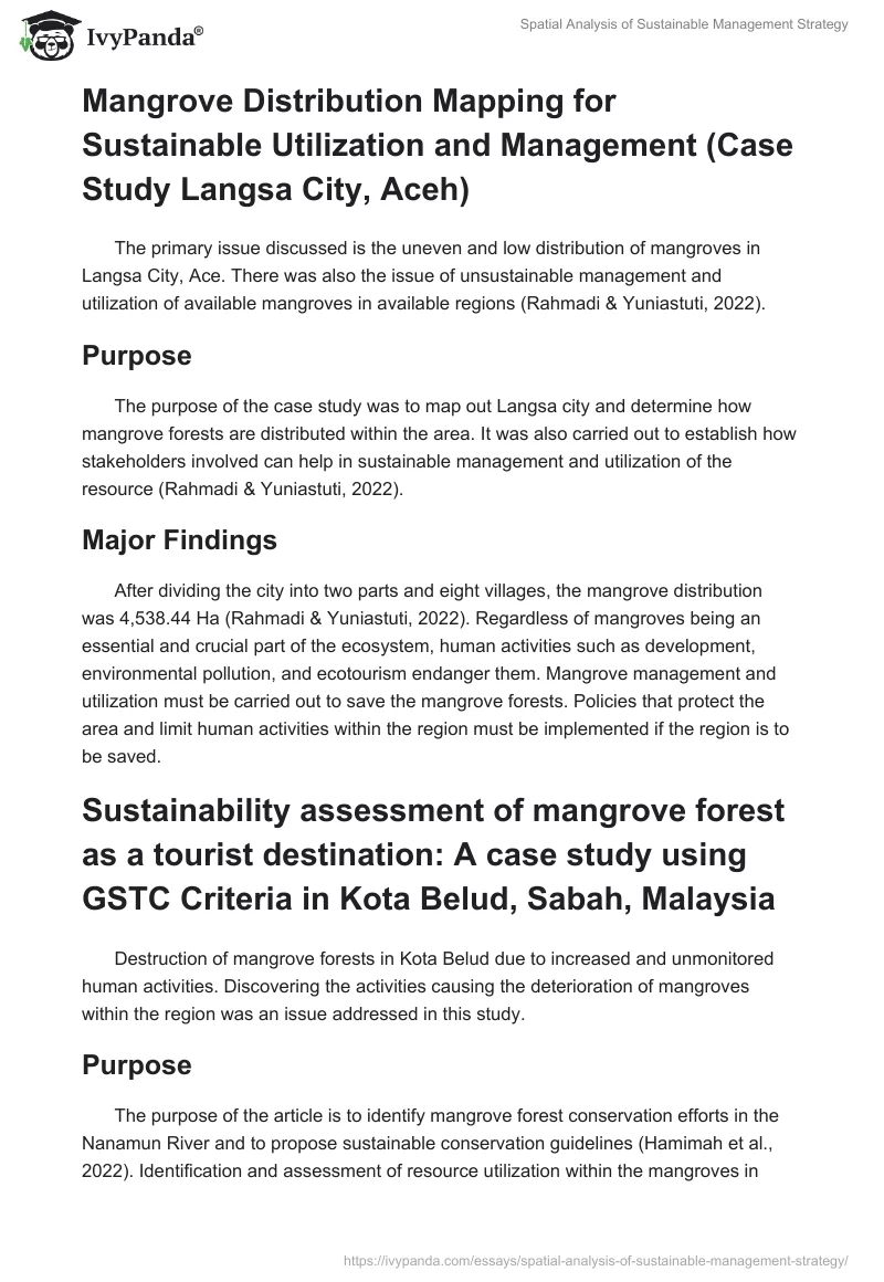 Spatial Analysis of Sustainable Management Strategy. Page 3