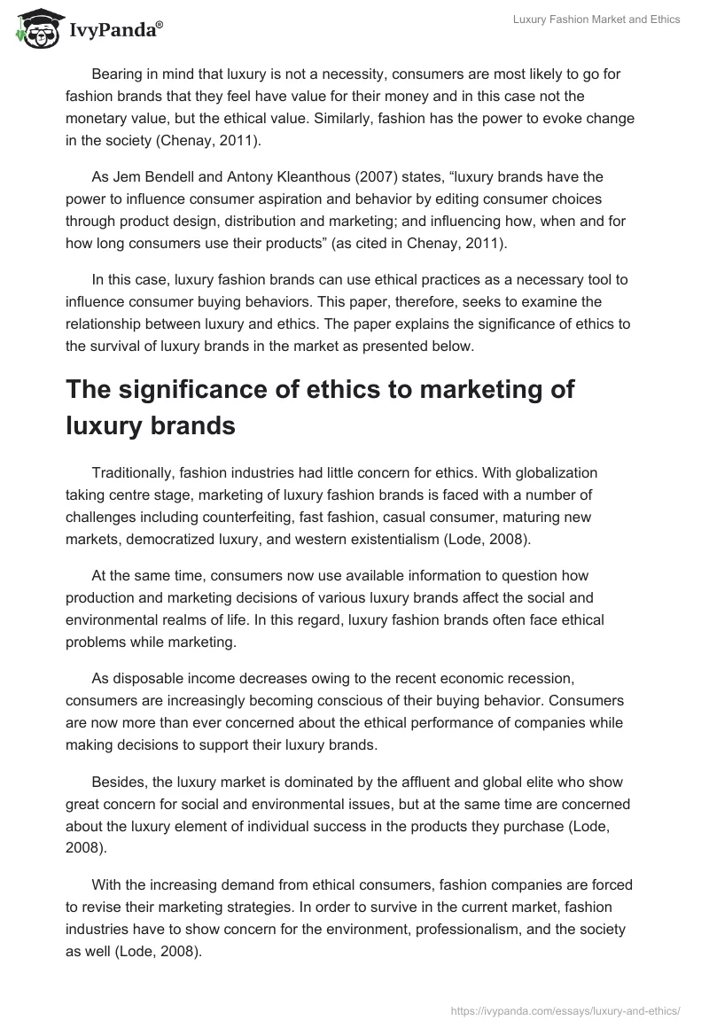 Luxury Fashion Market and Ethics. Page 2
