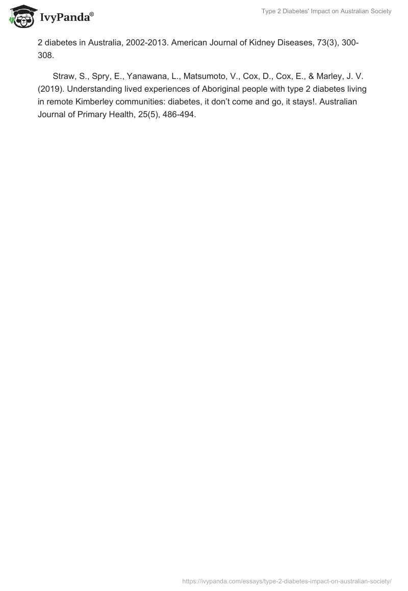 Type 2 Diabetes' Impact on Australian Society. Page 2