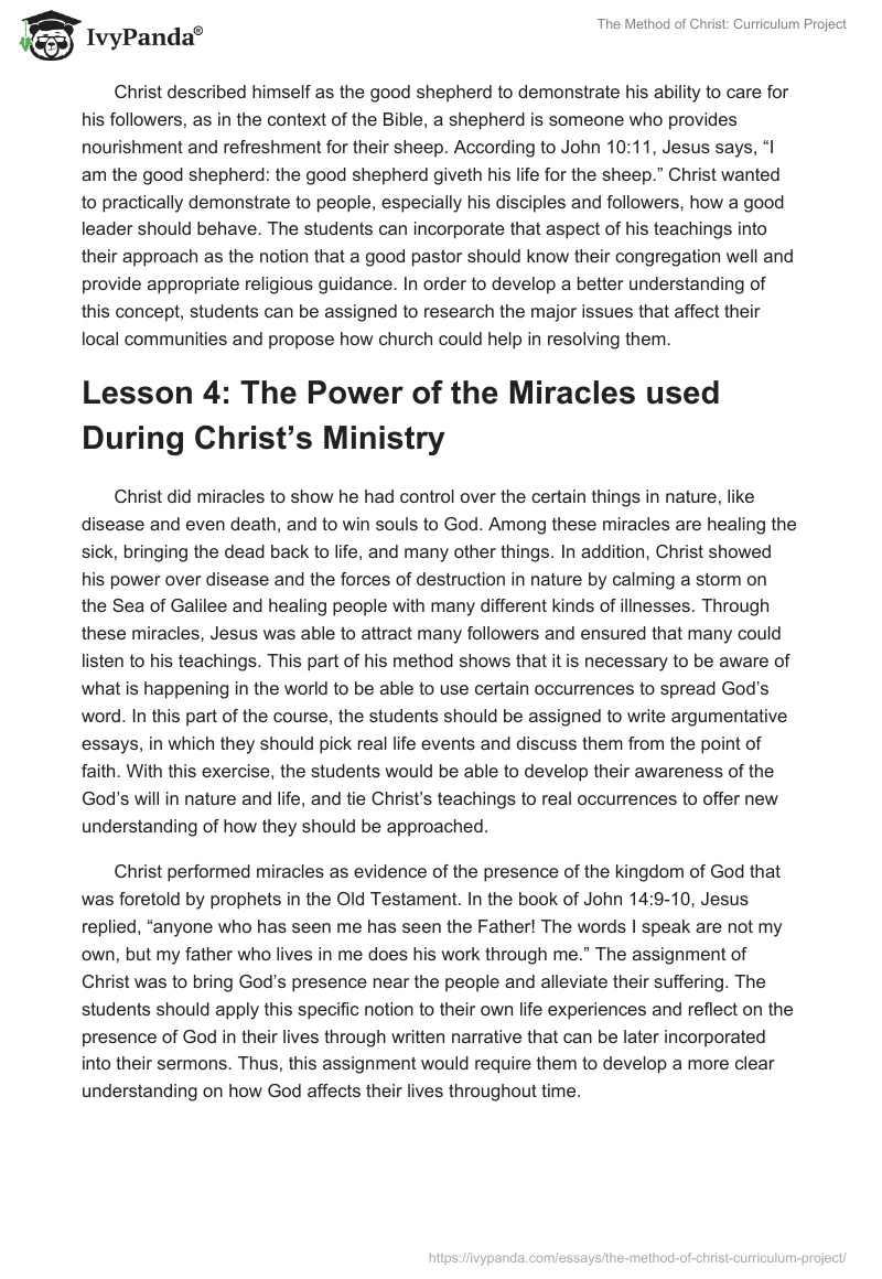 The Method of Christ: Curriculum Project. Page 5