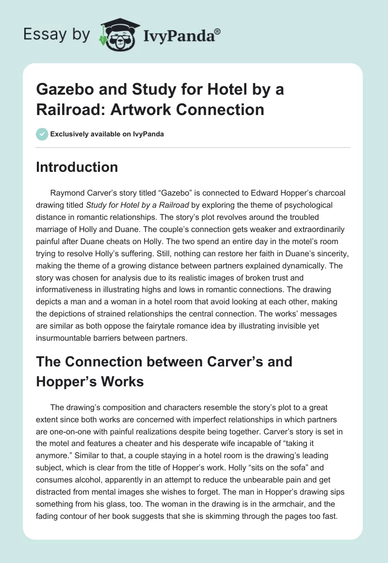 Gazebo and "Study for Hotel by a Railroad": Artwork Connection. Page 1
