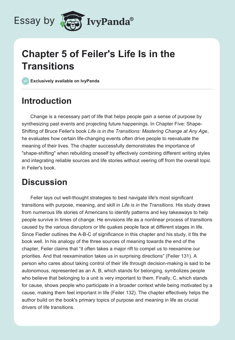 Chapter 5 of Feiler's Life Is in the Transitions. Page 1