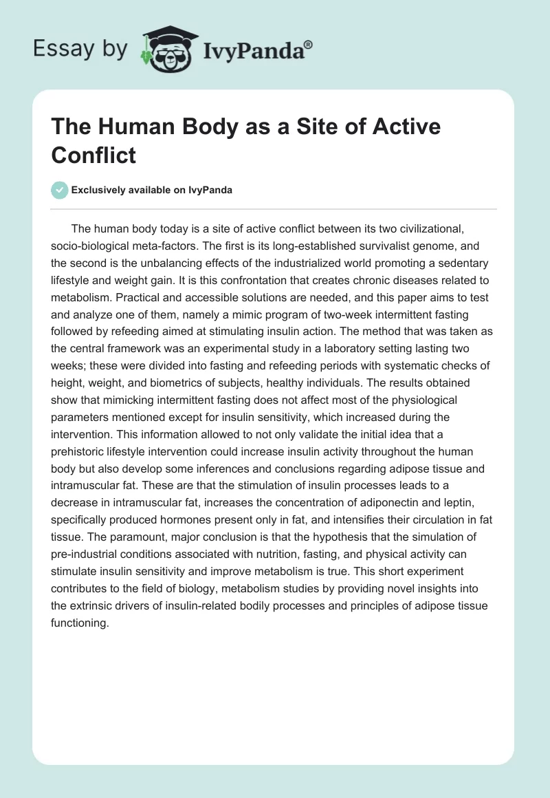 The Human Body as a Site of Active Conflict. Page 1
