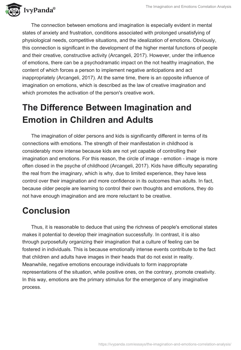 The Imagination and Emotions Correlation Analysis. Page 2
