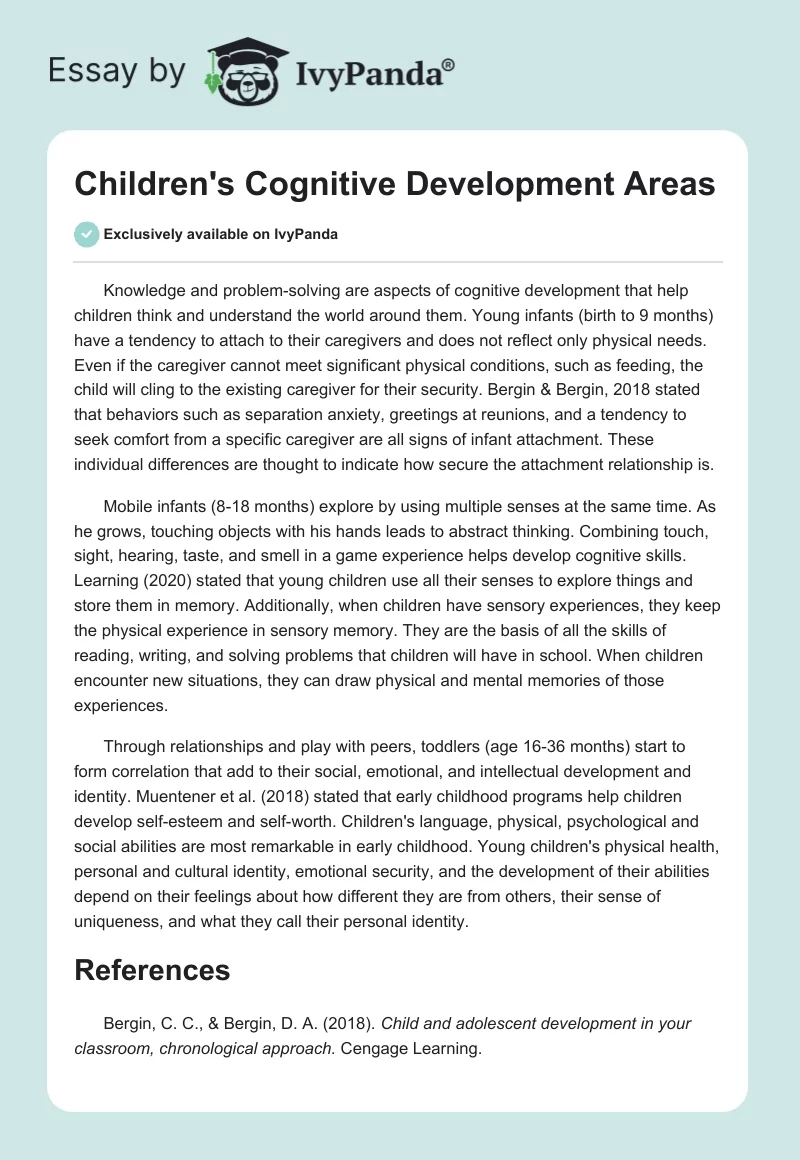 Children's Cognitive Development Areas. Page 1