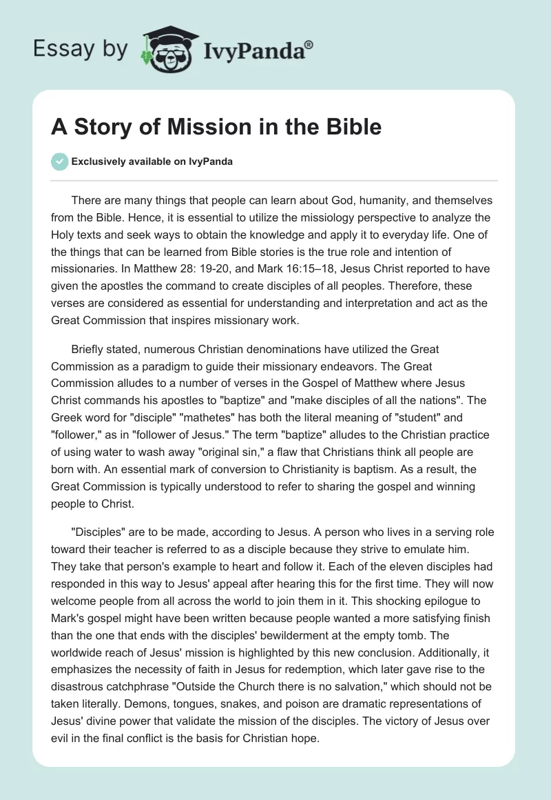 A Story of Mission in the Bible. Page 1