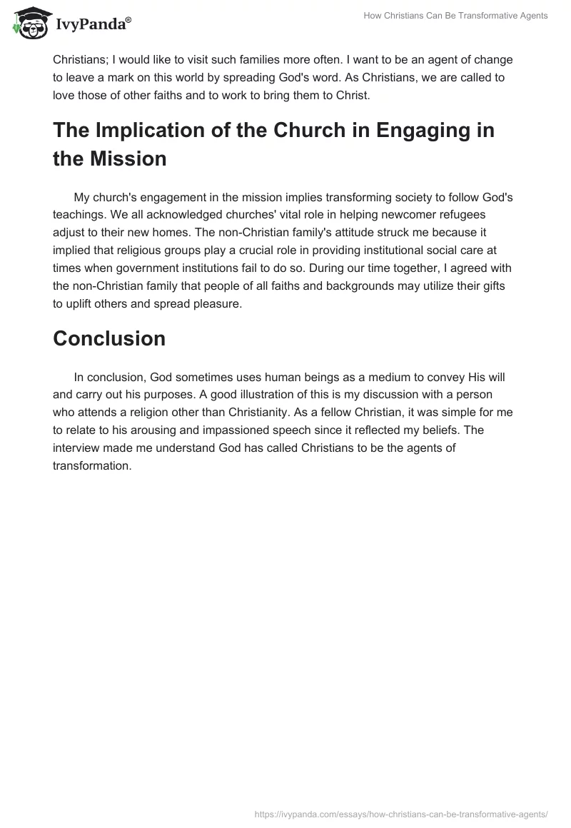 How Christians Can Be Transformative Agents. Page 3