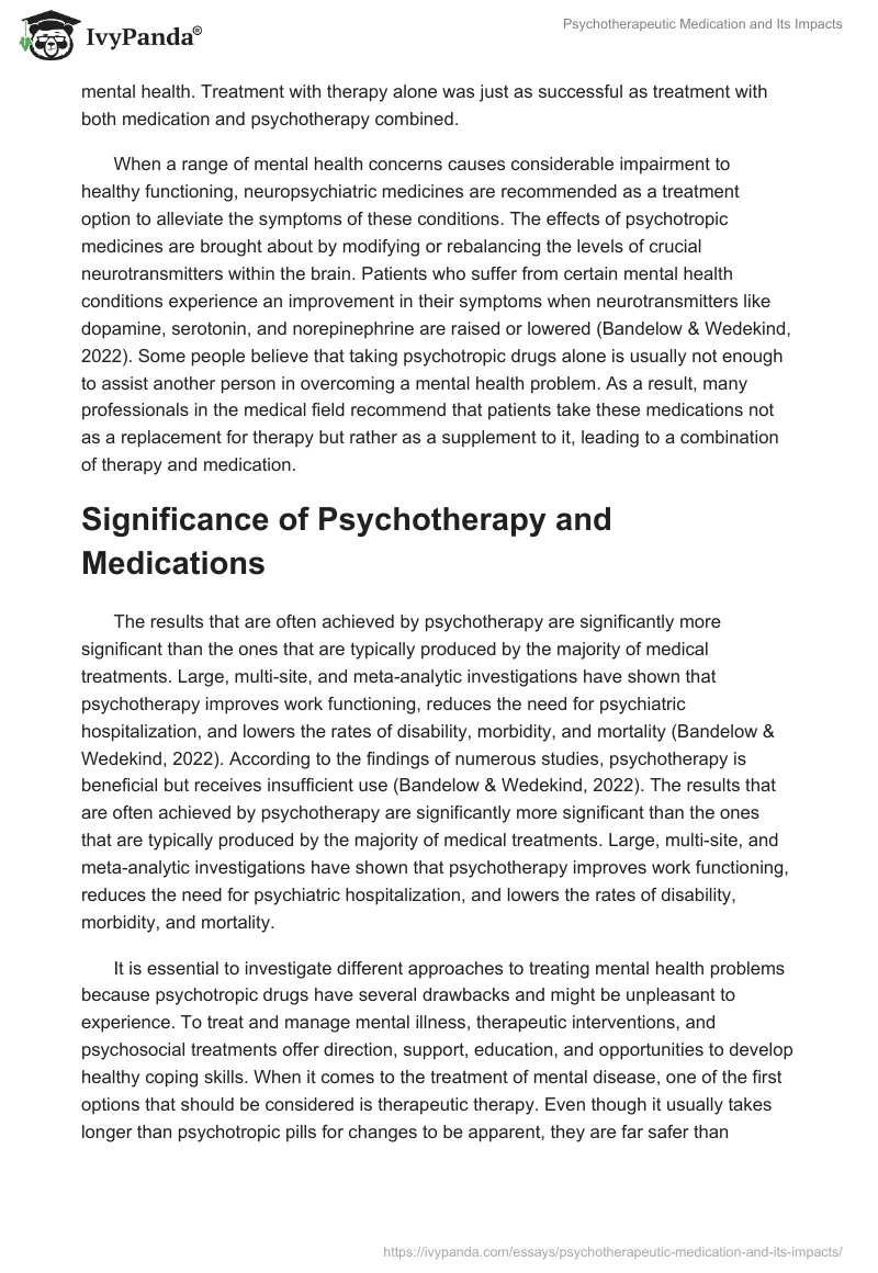 Psychotherapeutic Medication and Its Impacts. Page 2