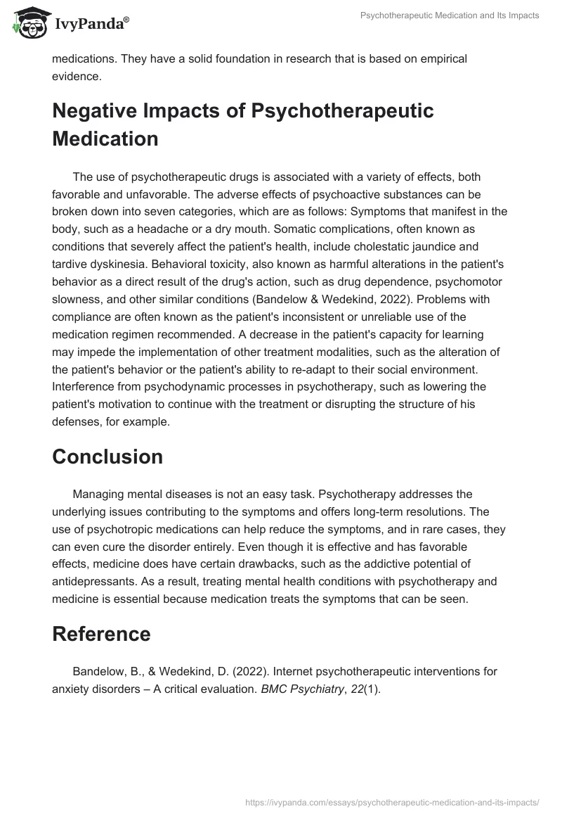 Psychotherapeutic Medication and Its Impacts. Page 3