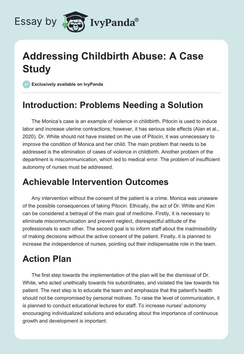 Addressing Childbirth Abuse: A Case Study. Page 1