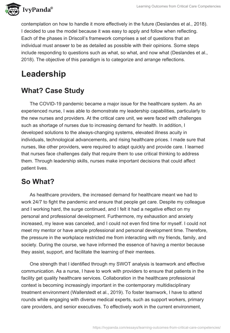 Learning Outcomes from Critical Care Competencies. Page 3
