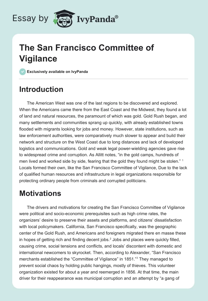 The San Francisco Committee of Vigilance. Page 1
