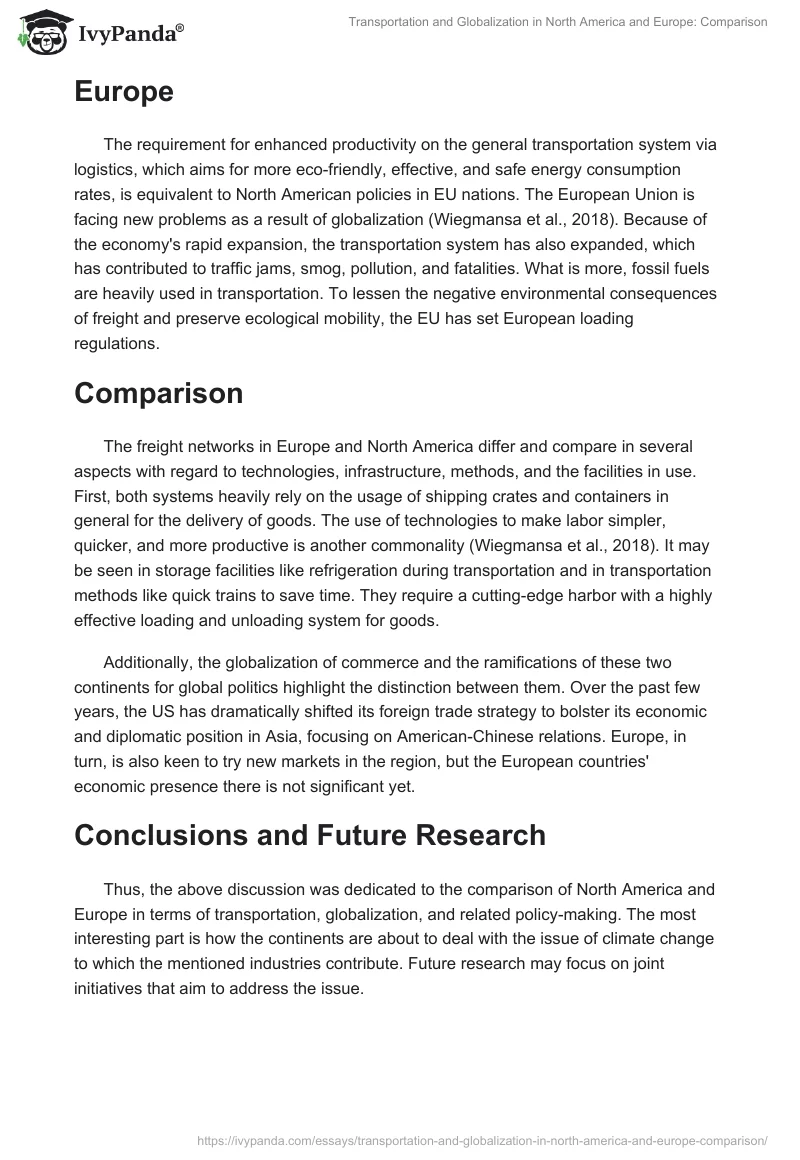 Transportation and Globalization in North America and Europe: Comparison. Page 2