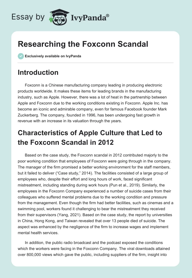 Researching the Foxconn Scandal. Page 1