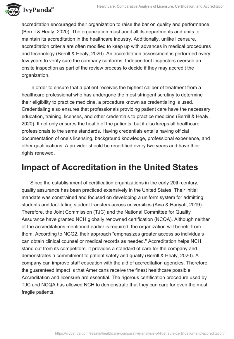 Healthcare: Comparative Analysis of Licensure, Certification, and Accreditation. Page 2
